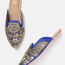 House of Pataudi Women Embellished Ethnic Mules Flats-17