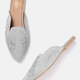 House of Pataudi Leather Embellished Ethnic Mules-27