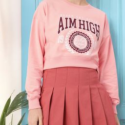 DressBerry Varsity Cool Printed Oversized Crop Sweatshirts-image-50