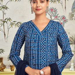 SANISA Women Bandhani Printed Kurta with Palazzo & Dupatta-image-75