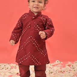 VASTRAMAY Boys Embroidered Mirror Work Kurta With Pyjamas-picture-29