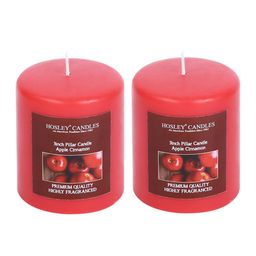 HOSLEY Set of 2 Red Solid Apple Cinnamon Pillar Candles image 2