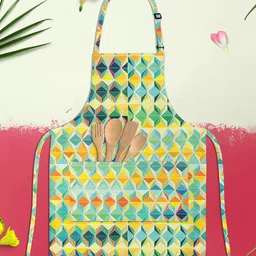 ArtzFolio Kids Yellow & Green Printed Cotton Aprons-27