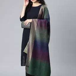 SWI Stylish Women Striped Zari Shawl-28