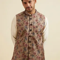 Manyavar Printed Woven Nehru Jacket-picture-44