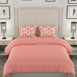 Portico New York Peach-Coloured & Red Printed AC Room 120GSM Double King Bedding Set image 4