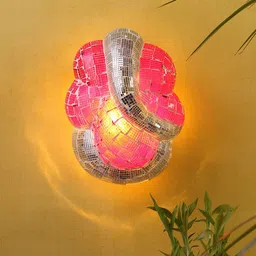 Devansh Red Textured Ganesh Ji Contemporary Flash Mount Light image 3