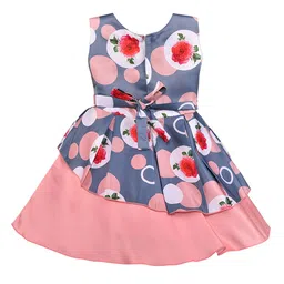 Wish Karo Girls Peach-Coloured & Blue Printed Fit and Flare Dress image 2