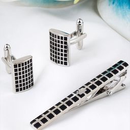 PELUCHE Men Silver-Toned Rhodium Plated Accessory Gift Set-image-97