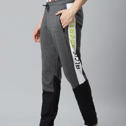Alcis Men Charcoal Grey & Black Colourblocked Joggers-image-72