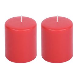 HOSLEY Set of 2 Red Solid Apple Cinnamon Pillar Candles image 4