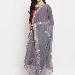 Clora Creation Grey Solid Chiffon Dupatta image 2
