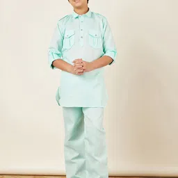 Aj DEZInES Boys Pathani Regular Kurta with Pyjamas image 2