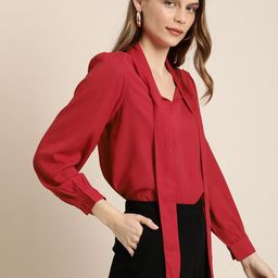 her by invictus Rust Red Top With Cuffed Sleeves image 3