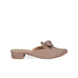 Rocia Khaki Embellished Block Mules with Bows image 3