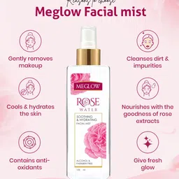 Meglow Set of 4 Pure Rose Water for Soothing & Hydrating - 100ml Each image 4