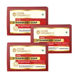 Khadi Organique Set Of 3 Strawberry Handmade Soap 125g Each-14
