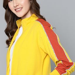 HERE&NOW Women Yellow Solid Pure Cotton Sweatshirt-image-17