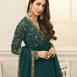 Inddus Women Green Georgette Plisse Kurta image 2