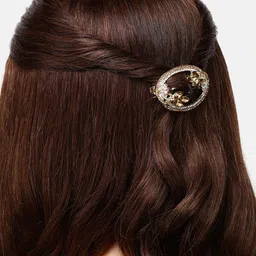 LAIDA Women Stone Studded Floral French Barrette-50