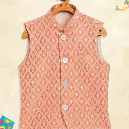 YK Boys Orange Ethnic Motifs Jacquard Slim-fit Nehru Jacket-picture-41