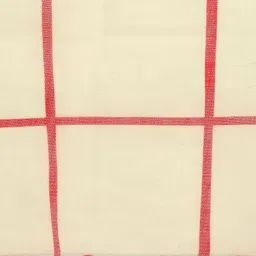 Anouk Red & Off-White Pure Linen Checked Saree image 3