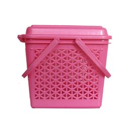 Kuber Industries Pink Multipurpose Basket With Lid image 3