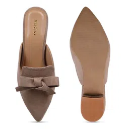 Rocia Khaki Embellished Block Mules with Bows image 5