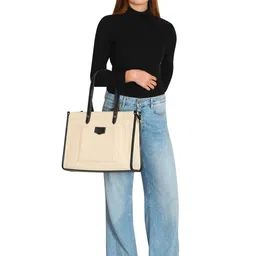 Womanix Textured Shopper Handheld Bag with Applique image 2