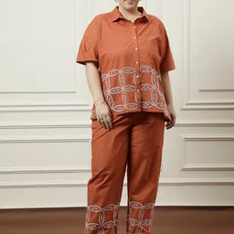 Athena Ample Lace Pure Cotton Shirt with Trouser Co-Ords-image-94
