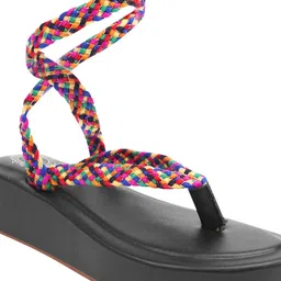 Shoetopia Textured Open Toe Flatform Gladiators image 4