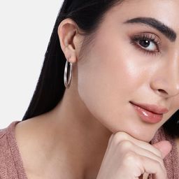 Estele Rhodium-Plated Circular Hoop Earrings-49