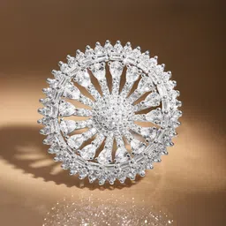 Rubans Silver-Plated White AD-Studded Finger Ring-38