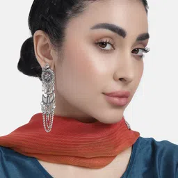 LAIDA Silver-Plated Oxidised Quirky Drop Earrings-14