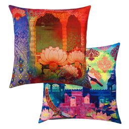 SEJ by Nisha Gupta Multicoloured 16" x 16" Set of 8 Square Cushion Covers image 5