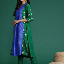 Sangria Ethnic Motifs Printed Regular Kurta with Trouser image 5