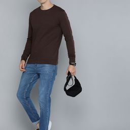 HERE&NOW Men Solid Cotton Sweatshirt-picture-36