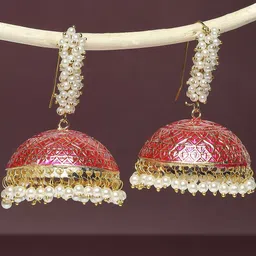 OOMPH Women Gold-Plated Dome Shaped Jhumkas Earrings-1