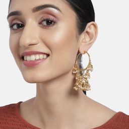 I Jewels Gold-Plated Beaded Dome Shaped Hoop Jhumkas-image-72