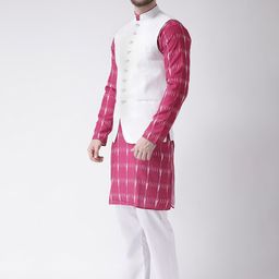 Hangup Men Pink Printed Kurta with Pyjamas image 4