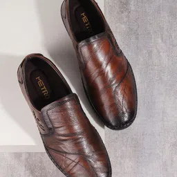 Metro Men Textured Leather Loafers-picture-46