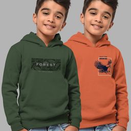 HELLCAT Boys Olive Green Printed Hooded Sweatshirt-image-97