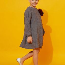 Cherry Crumble Black & -Grey A-Line French Dress-image-1