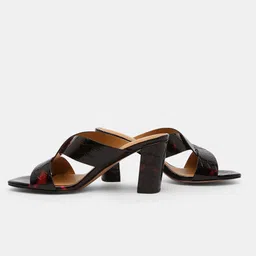 Vero Moda Textured Leather Open Toe Block Heels image 4