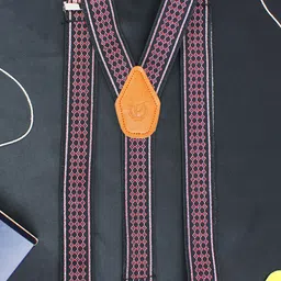 PELUCHE Men Black Patterned Honeycomb Suspenders-image-36