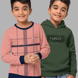 HELLCAT Boys Olive Green Printed Hooded Sweatshirt-picture-16