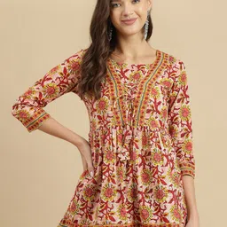 JANAKDULARI CREATION Women Floral Printed Square Neck Cotton Top-image-41
