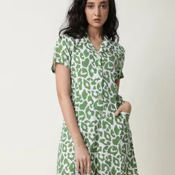 RAREISM White & Green Printed Cotton Jumpsuit-48