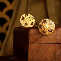 AARSHVI Gold-Plated Meenakari Circular Studs-picture-56