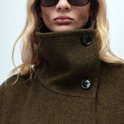 MANGO Wraparound Collar Double-Breasted Longline Overcoat image 5